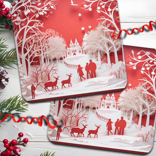 Porta-copo Reindeers 3D e Pessoas na aldeia (Criador carregado)