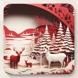 Porta-copo Reindeiros 3D em inverno Florestal