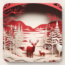 Porta-copo Reindeiros 3D em inverno Florestal