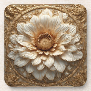 Porta-copo Relevo Floral Dourado Intrincado