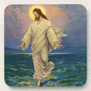 Porta-copo Religião Vintage, Jesus Cristo está andando sobre 