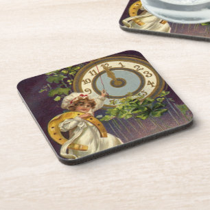 Porta-copo Relógio de uma jovem irlandesa vintage na véspera 