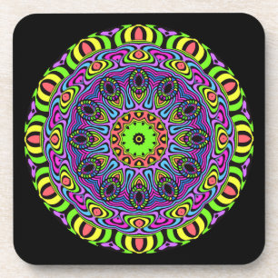 Porta-copo Relógio Mandala - neon 1