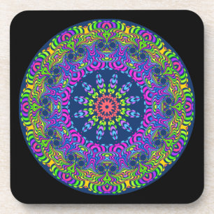Porta-copo Relógio Mandala - neon 2