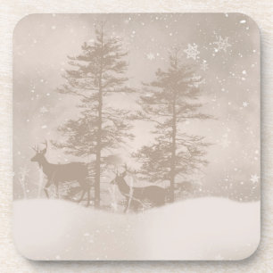 Porta-copo Rena no cenário da neve da floresta