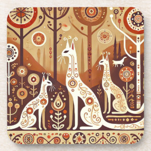Porta-copo Representação Artística Abstrata de Gatos