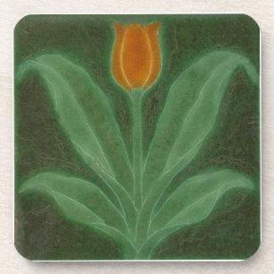 Porta-copo Repro Yellow Green Tulip Art Nouveau Tile