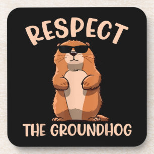 Porta-copo Respeite o Groundhog - Dia do Groundhog Woodchuck