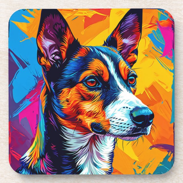 Porta-copo Retrato Abstrato do Cão Basenji (Frente)