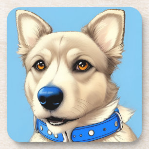 Porta-copo Retrato aproximado de um cão usando uma coleira az