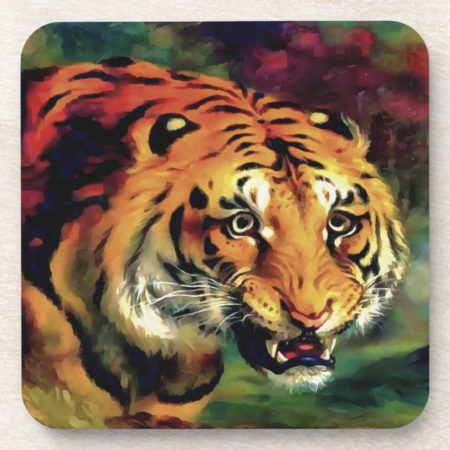 Porta-copo Retrato Artístico Snarling Tiger (Frente)