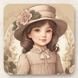 Porta-copo Retrato de Garota Vitoriana Cute Vintage