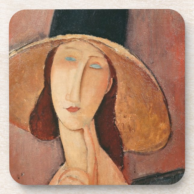 Porta-copo Retrato de Jeanne Hebuterne em um chapéu grande (Frente)