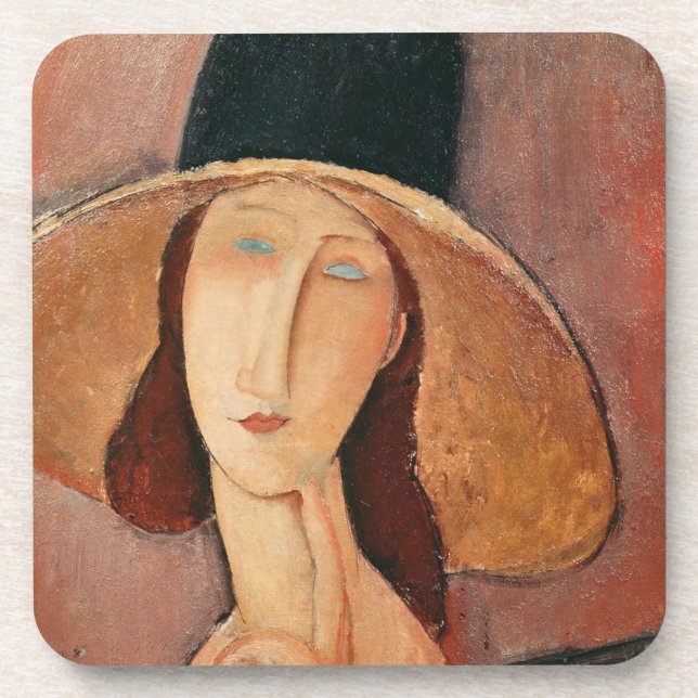 Porta-copo Retrato de Jeanne Hebuterne em um chapéu grande (Frente)