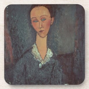 Porta-copo Retrato de uma mulher com um colarinho branco