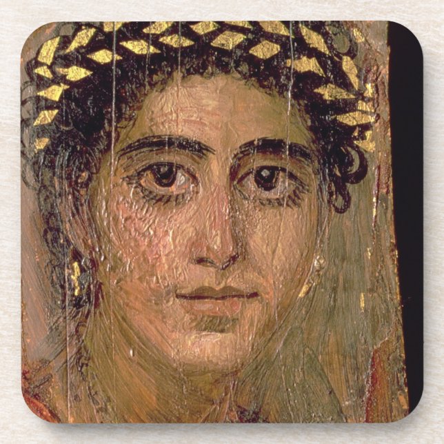 Porta-copo Retrato de uma mulher, de Fayum, Romano-Egípcio, (Frente)