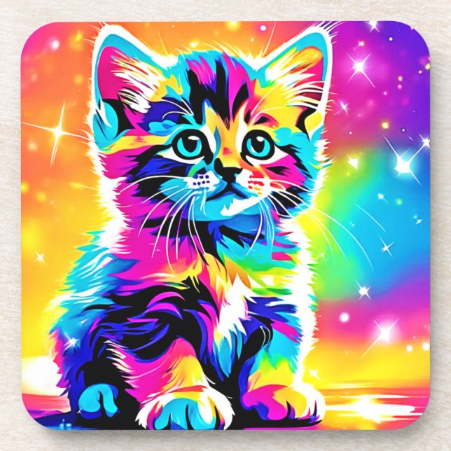 Porta-copo Retrato do Rainbow Kitten (Frente)