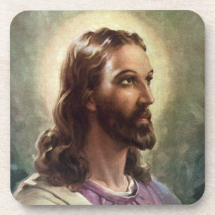 Porta-copo Retrato Religioso Vintage, Jesus Cristo com Auréol