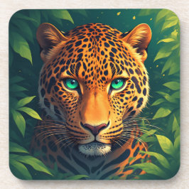 Porta-copo Retrato Vibrante de Leopardo com Olhos Esmeralda