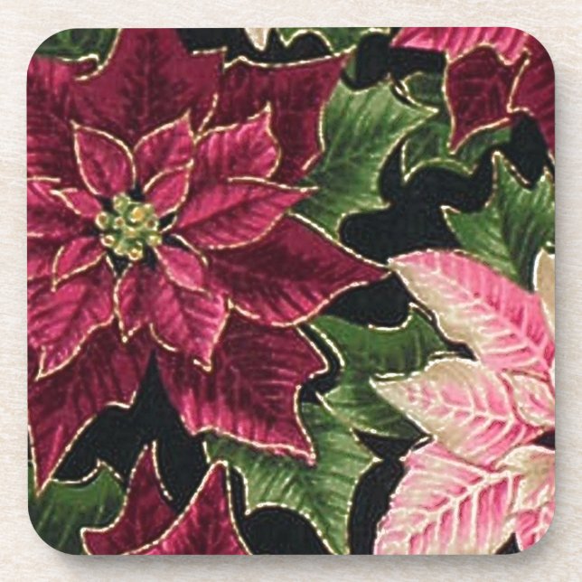 Porta-copo Retro 50 Poinsettia Burgundy Rosa (Frente)