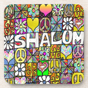 Porta-copo Retro 60s Psicodélico Shalom LOVE