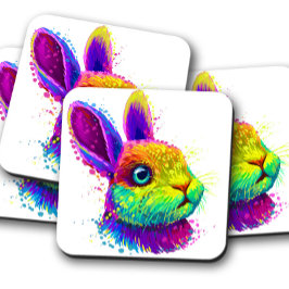 Porta-copo Retro Neon Rabbit Animal | Conjunto de Portas copo