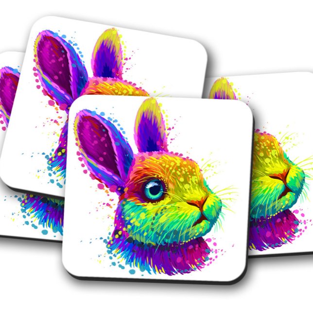 Porta-copo Retro Neon Rabbit Animal | Conjunto de Portas copo (Criador carregado)