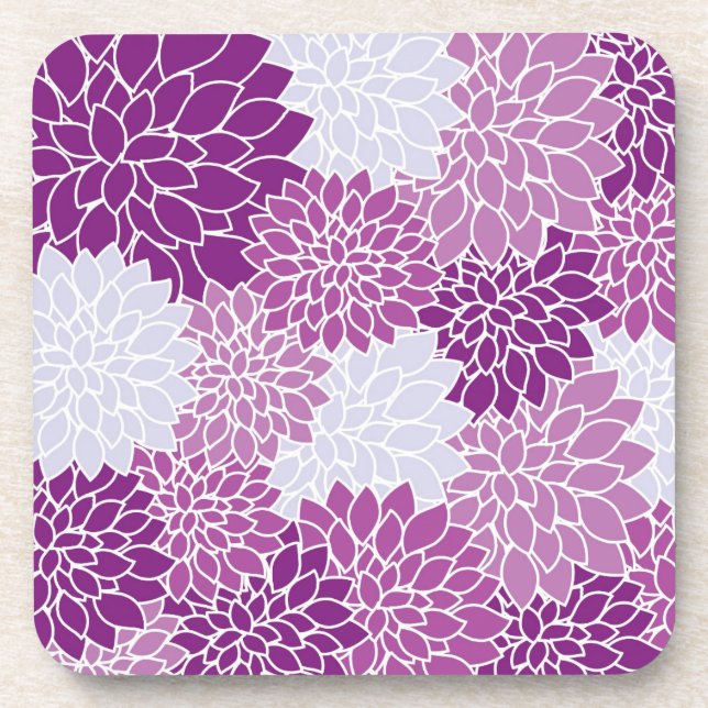 Porta-copo Retro Purple Lilac Dahlia (Frente)