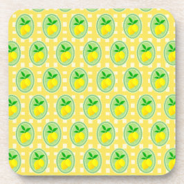 Porta-copo Retro Sunny Lemon Yellow White Check