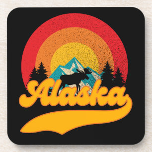 Porta-copo Retro Sunset Alaska Juneau Moose 0Montanhas Selvag