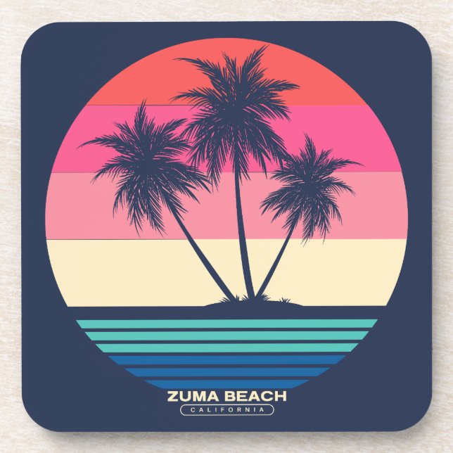 Porta-copo Retro Sunset Palm Trees Zuma Beach (Frente)