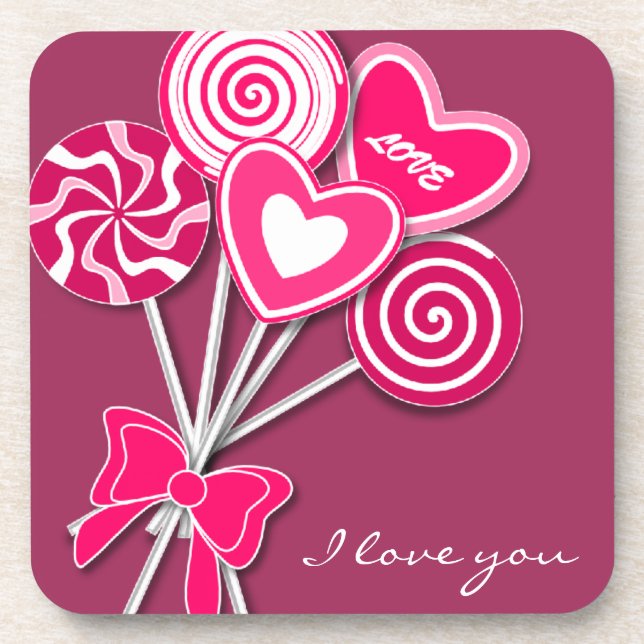 Porta-copo Revestimento de Cortiça Lollipop Rosa (Frente)