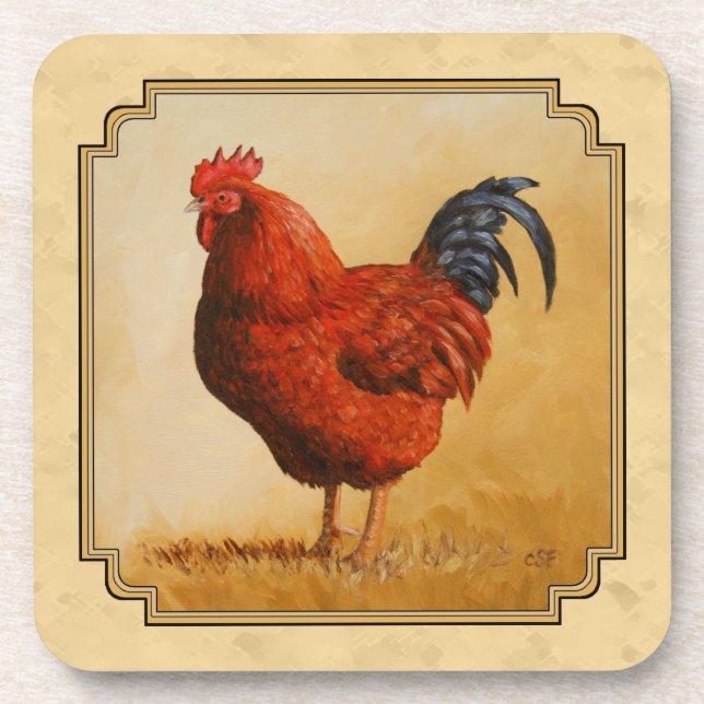 Porta-copo Rhode Island Red Rooster Amarelo Fundo (Frente)