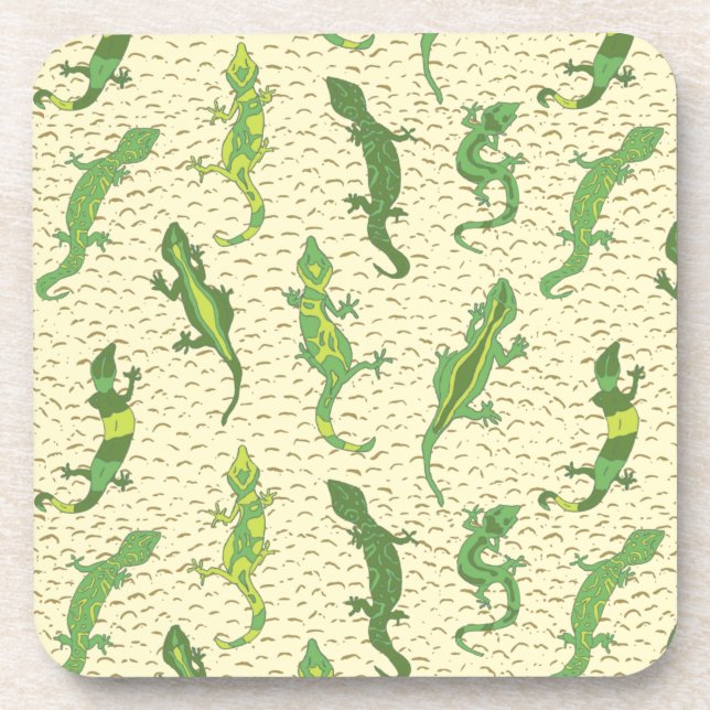 Porta-copo Rock Escalando Geckos em amarelo - padrão perfeito (Frente)