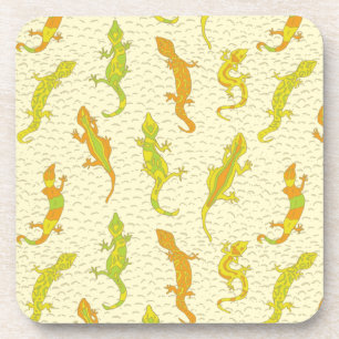 Porta-copo Rock Escalando Geckos em amarelo - padrão perfeito