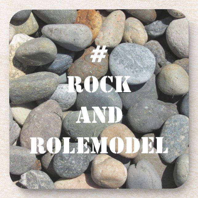 Porta-copo #RockandRolemodel - White on Rocks editável. (Frente)