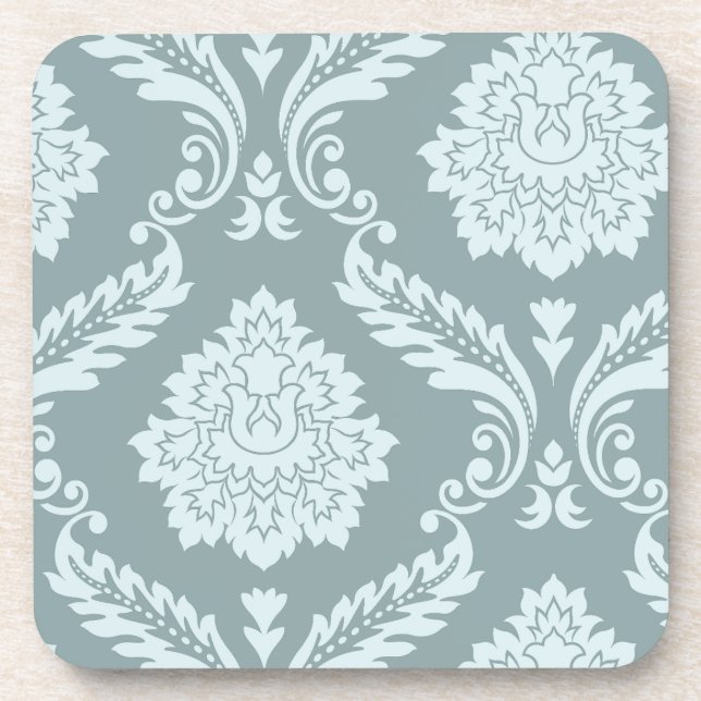 Porta-copo Rococo Damask Art I Duck Egg Blue+Teal (Frente)
