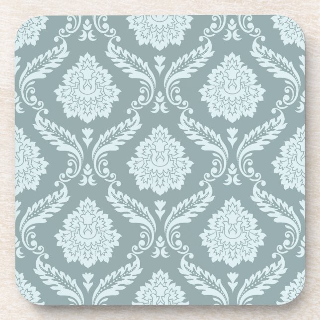 Porta-copo Rococo Damask Pattern Duck Egg Blue+Teal (Frente)