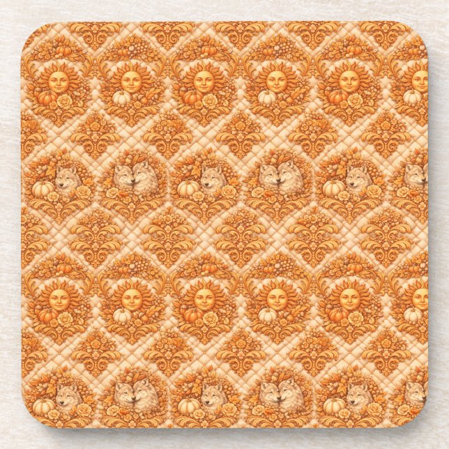 Porta-copo Rococo Revival Damask Nature Pattern (Frente)