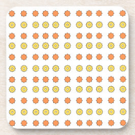 Porta-copo Roda Dentada Amarela e Estrelas Laranja em Branco