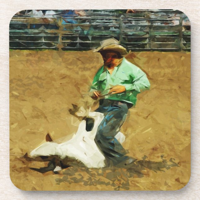 Porta-copo Rodeo Calf Roping Abstrato Impressionismo (Frente)