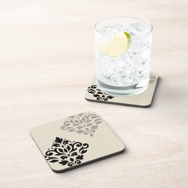 Porta-copo Rolar Damask Art I Black Taupe Cream (Lado Direito)