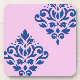 Porta-copo Rolar Damask Art I Blue em rosa