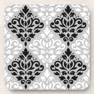 Porta-copo Rolar Damask Ptn B&W na Cinza