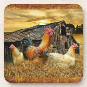Porta-copo Rooster Hens Russo Barn Coop