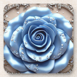 Porta-copo Rosa Azul Elegante com Diamantes Brilhantes