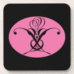Porta-copo Rosa cor-de-rosa e preto