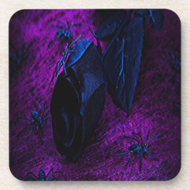Porta-copo Rosa de Material Negro Spooky, Aranhas Negras