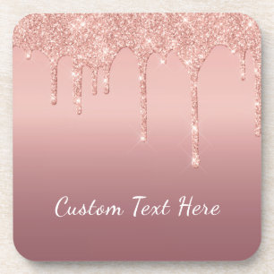 Porta-copo Rosa de Texto Personalizado Dissipadores Sparkle L
