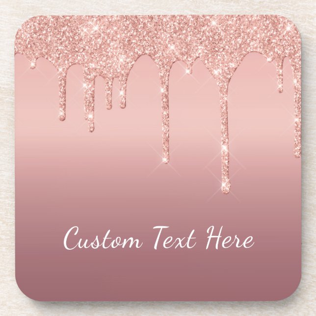 Porta-copo Rosa de Texto Personalizado Dissipadores Sparkle L (Frente)